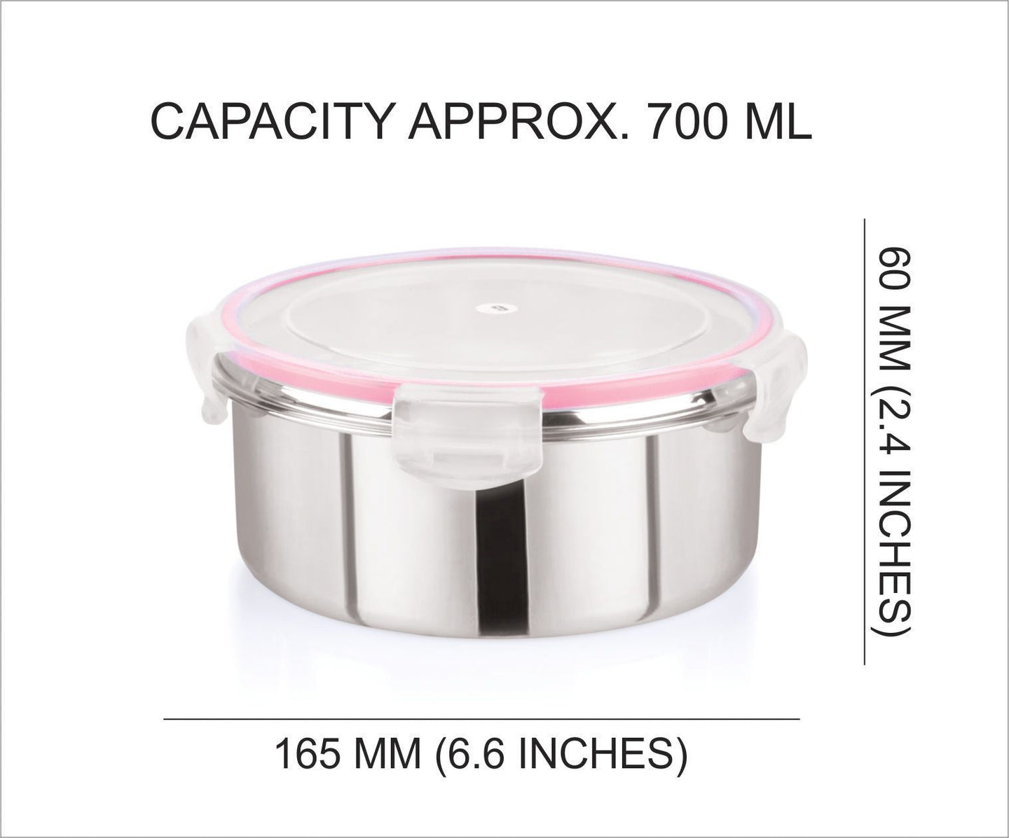"Flip & Seal" Stainless Steel Airtight Flat Storage Container ( 700mL,1000ml & 1250mL)